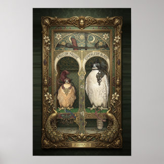 Art Nouveau Falcon - Bird of Prey Wall Art
