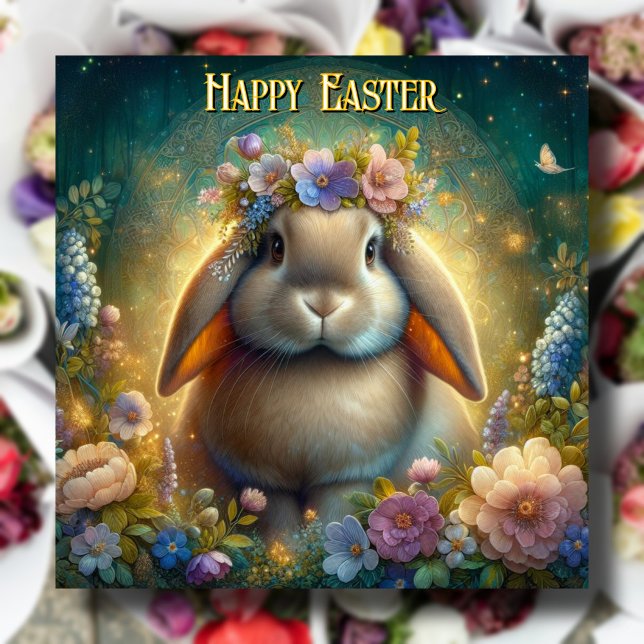 Art Nouveau Fantasy Art Lop Eared Bunny Easter  Holiday Card (Creator Uploaded)