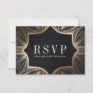 Art Nouveau faux gold Wedding RSVP card, Card