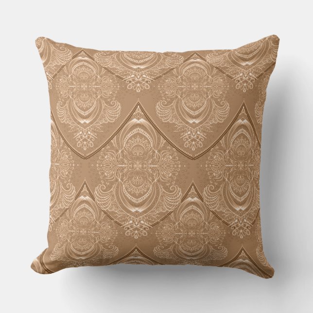 Art Nouveau Feather Pattern in Light Orange Cushion (Front)