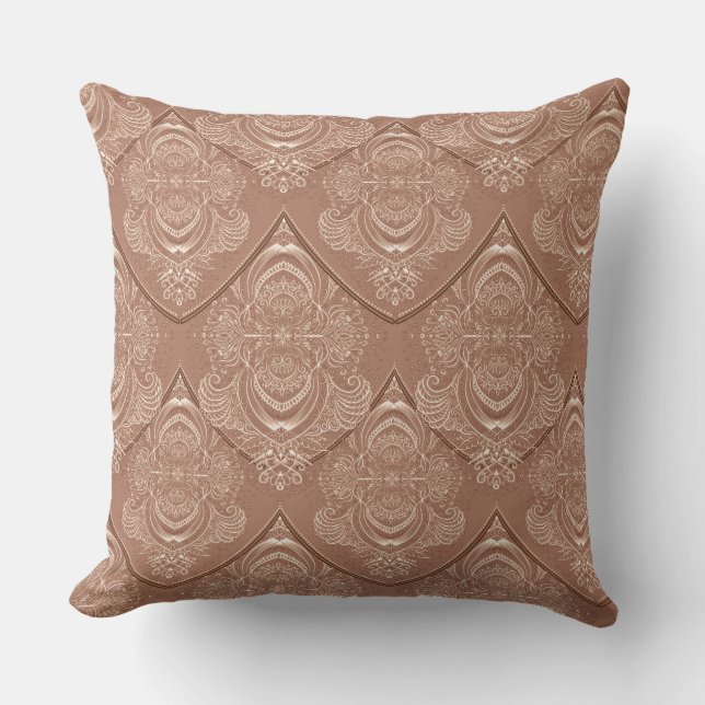 Art Nouveau Feather Pattern in Orange Cushion (Front)