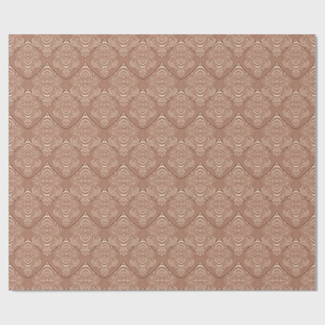Art Nouveau Feather Pattern in Orange Wrapping Paper (Flat)