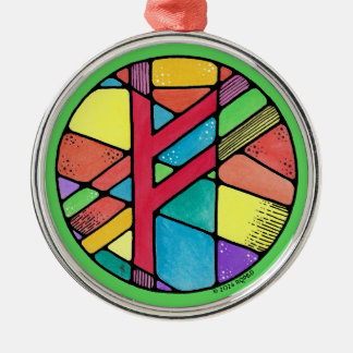 Art Nouveau Fehu Rune of Wealth Metal Tree Decoration