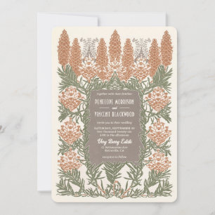 Art Nouveau Fir Tree Resilience Wedding Invitation