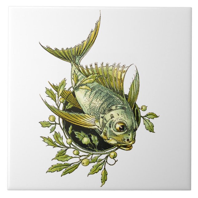 Art Nouveau Fish Ornament Tile (Front)