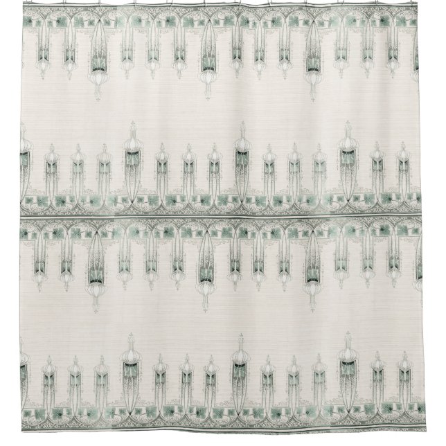 Art Nouveau Fleur de Lis Floral Shower Curtain (Front)