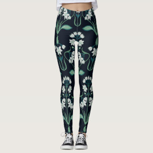 Art nouveau floral, abstract seamless pattern. leggings