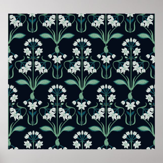 Art nouveau floral, abstract seamless pattern. poster (Front)