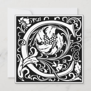 Art Nouveau Floral Alphabet Monogram Letter C Invitation