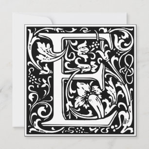 Art Nouveau Floral Alphabet Monogram Letter E Invitation