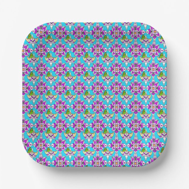 Art Nouveau Floral Boho Paper Plate (Front)