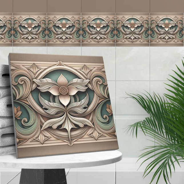 Art Nouveau Floral border ornament  Tile (Creator Uploaded)