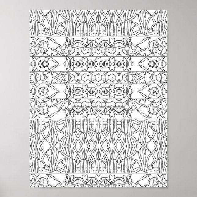 Art Nouveau Floral Border Pattern Colouring Page Poster (Front)
