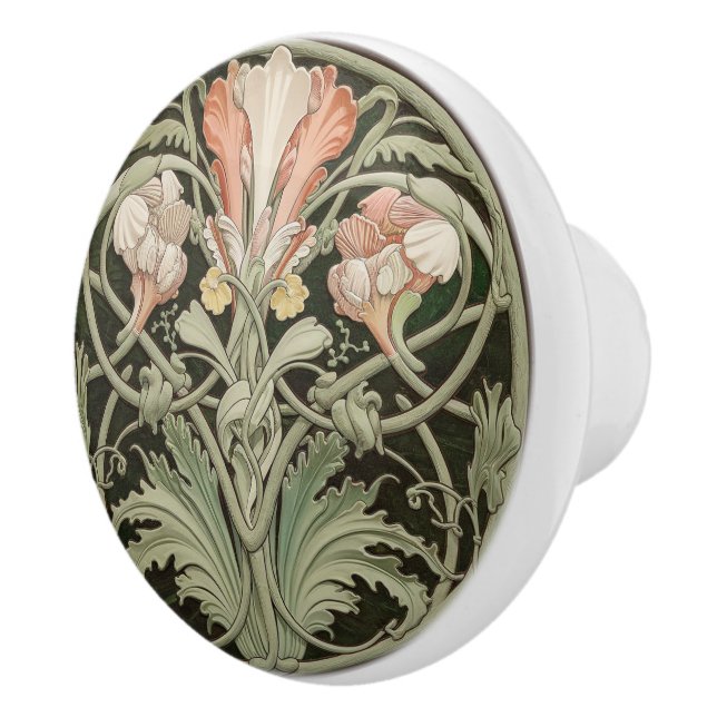 Art Nouveau Floral Ceramic Knob (Right)