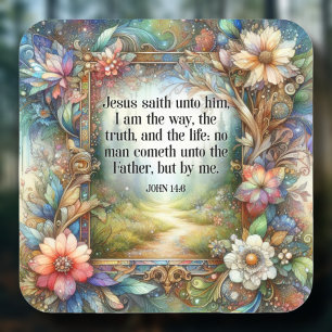 Art Nouveau Floral Christian Sticker John 14:6