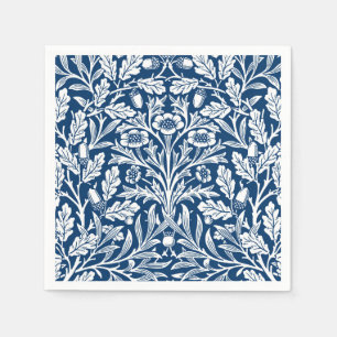 Art Nouveau Floral Damask, Cobalt Blue and White Napkin