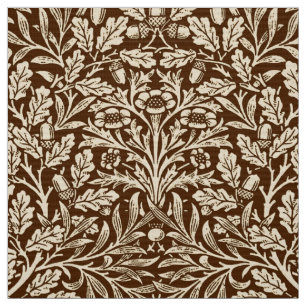 Art Nouveau Floral Damask, Dark Brown and Beige Fabric