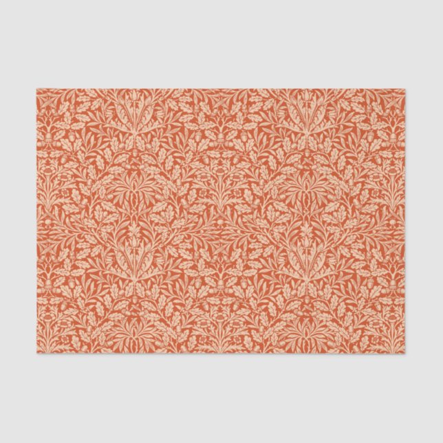 Art Nouveau Floral Damask, Mandarin Orange Tissue Paper (Front)