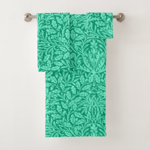 Art Nouveau Floral Damask, Turquoise and Aqua Bath Towel Set
