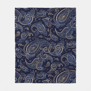 Art Nouveau Floral Denim Design Fleece Blanket