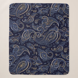 Art Nouveau Floral Denim Design Sherpa Blanket