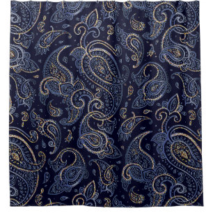 Art Nouveau Floral Denim Design Shower Curtain