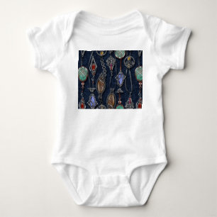 Art Nouveau Floral: Denim Elegance. Baby Bodysuit