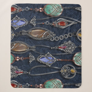 Art Nouveau Floral: Denim Elegance. Sherpa Blanket