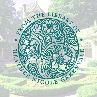 Art Nouveau Floral Design Personalised Bookplate Rubber Stamp