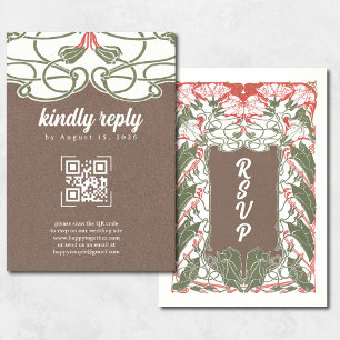 Art Nouveau Floral Elegance 2 RSVP QR Card