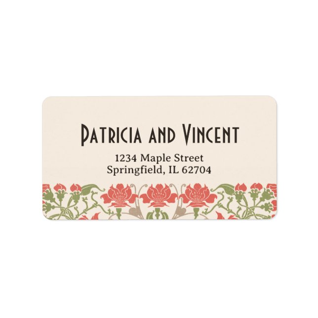 Art Nouveau Floral Elegance Wedding Label (Front)