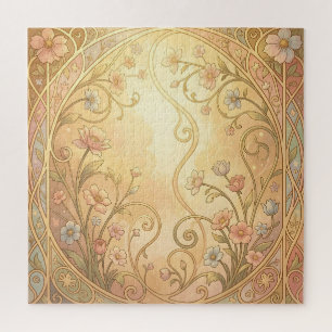 Art Nouveau Floral Frame Vintage Ornamental Border Jigsaw Puzzle