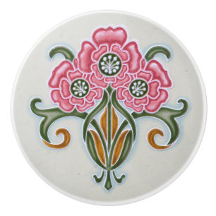 Art Nouveau Floral Furniture Ceramic Knob