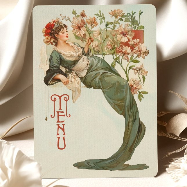Art Nouveau Floral Goddess Menu Card (Creator Uploaded)