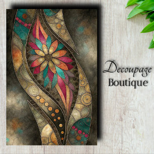Art Nouveau Floral Gold Teal Decoupage Tissue Paper