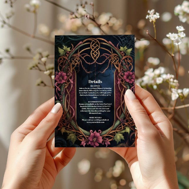 Art Nouveau Floral Gothic Halloween Wedding Enclosure Card (Creator Uploaded)