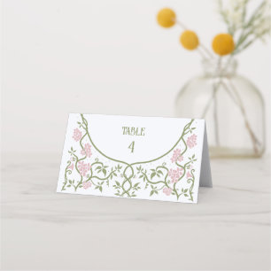 Art Nouveau Floral Green and Pink Wedding  Place Card