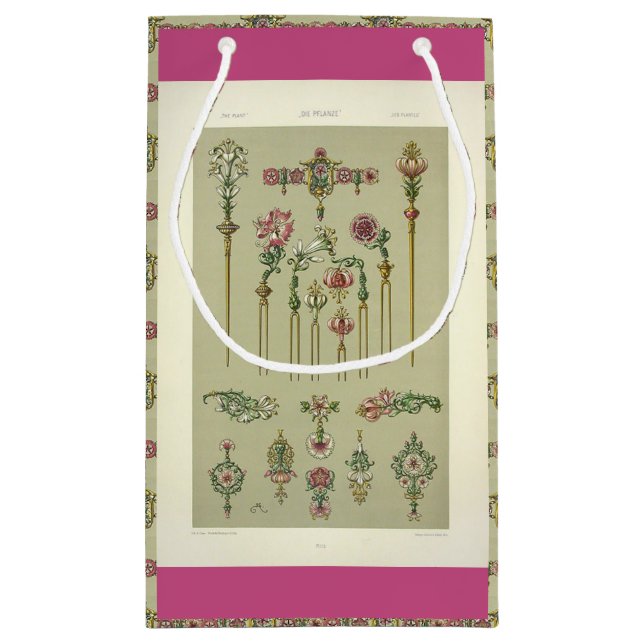 Art nouveau floral hairpin Victorian jewellery pin Small Gift Bag (Back)