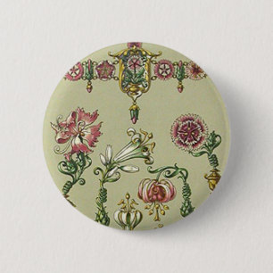 Art nouveau floral hairpins Victorian anton seder 6 Cm Round Badge