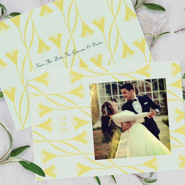 Art Nouveau Floral Lily Save The Date Announcement (Creator Uploaded)