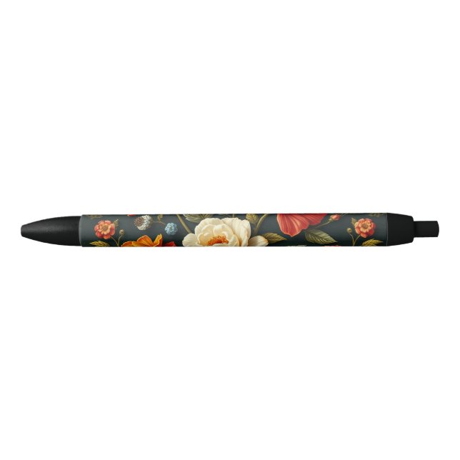 Art Nouveau Floral   - Live life in full bloom  Black Ink Pen (Front)