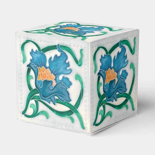 Art Nouveau Floral Majolica Faux Relief Favour Box (Back Side)