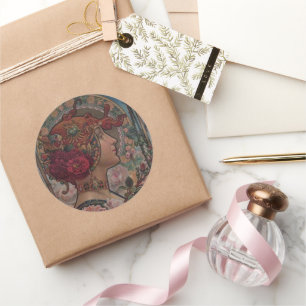 Art Nouveau Floral Muse Vintage Belle Époque Classic Round Sticker
