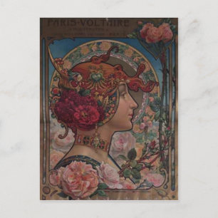 Art Nouveau Floral Muse Vintage Belle Époque Postcard