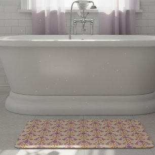Art Nouveau Floral Pastel Purple Cream Bath Mat