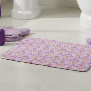 Art Nouveau Floral Pastel Purple With Orange Bath Mat