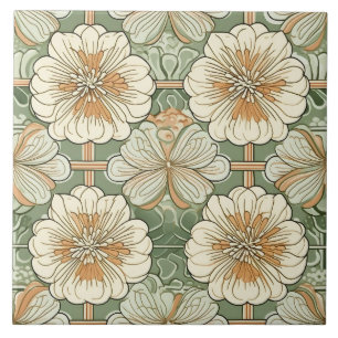 Art Nouveau Floral Pattern Tile
