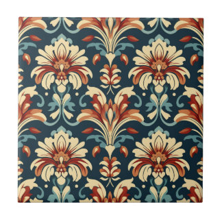 Art Nouveau Floral Pattern Tile