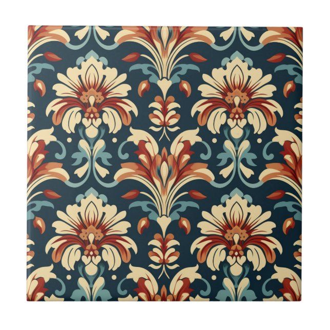 Art Nouveau Floral Pattern Tile (Front)
