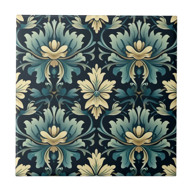 Art Nouveau Floral Pattern Tile (Front)